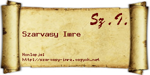 Szarvasy Imre névjegykártya